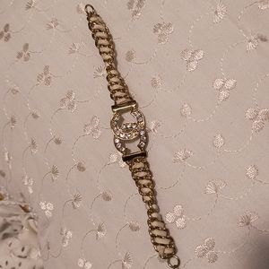 Bracelet Channel in gold tone with rhinestones